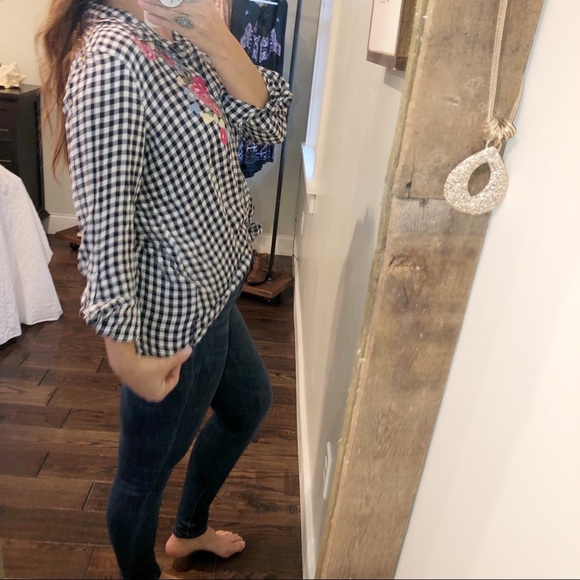 Como vintage large gingham floral flannel top - Picture 6 of 14